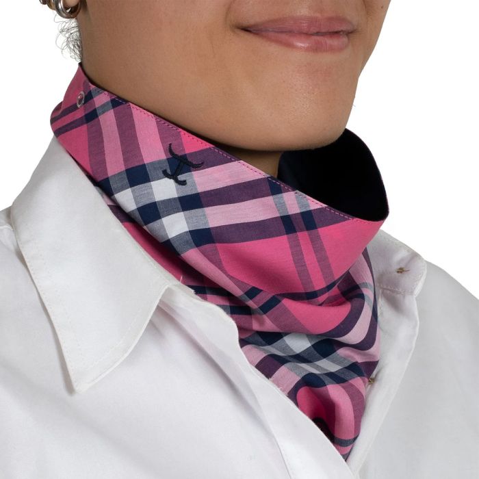 Carlee Double Sided Scarf -  Hot Pink / Navy Plaid