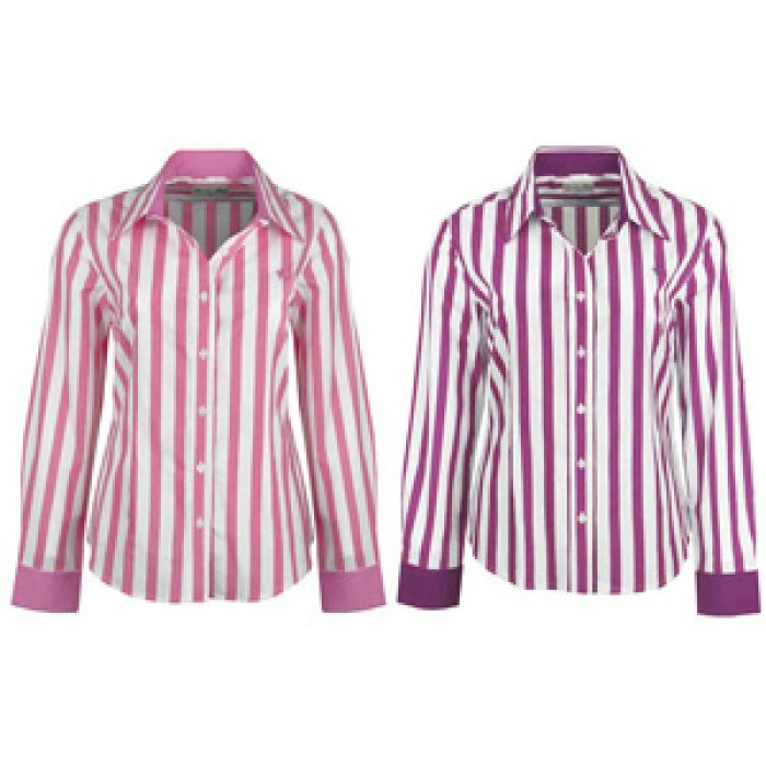 Thomas Pink Womens Check Striped Long Sleeve Top