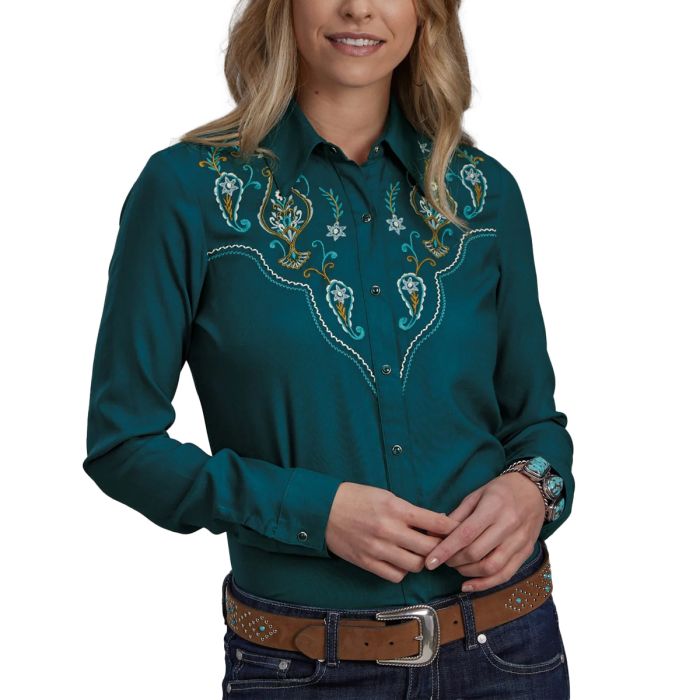 Roper Ladies L/S Studio West Shirt - Teal Green