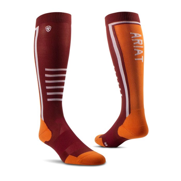 AriatTek Slimline Performance Socks - Fired Brick / Pumpkin